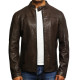  Mens Genuine Leather Biker Jacket Black Waxed Slim Fit Distressed