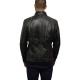 Brandslock Mens Genuine Leather Biker Jacket Black Waxed Distressed
