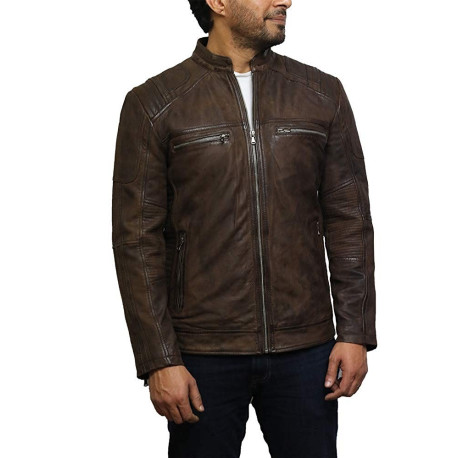 Mens Genuine Leather Biker Jacket Smart Casual Style