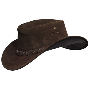 Mens Australian Stylish Brown Leather Real Cowboy Hat