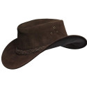 Mens Australian Stylish Brown Leather Real Cowboy Hat