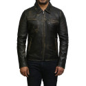 Mens Leather Jacket Genuine Cow Hide Leather Rubb Off