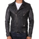 Men’s Leather Biker Jacket in Black Croc - Brando