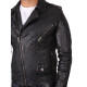 Men’s Leather Biker Jacket in Black Croc - Brando