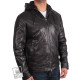 Men's Black Leather Bomber Jacket - Majento