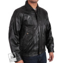 Men's Leather Bomber Jacket Black - Marvel