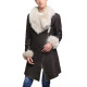 Ladies Women Smart Winter Warm Shearling sheepskin Hooded Duffle Coat- Inami