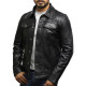Men's Trucker Black Detachable Collar Coat