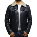 Men's Trucker Black Detachable Collar Coat