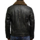 Men's Black Rub Off Distressed Removable Collar Leather Jacket