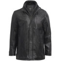 Mens Leather Biker Parka Jacket Coat Designer style-Finn