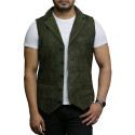 Mens Leather Waistcoat Goat Suede