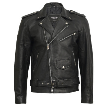 Men's Black Leather Biker Jacket in HIDE - Brando