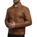 Mens Leather Jacket Genuine Lambskin Harrington