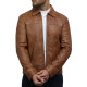 Men's Tan harrington Leather Jacket - Oscar