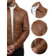 Men's Tan harrington Leather Jacket - Oscar