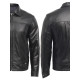 Men's Black Leather Jacket - Harrington