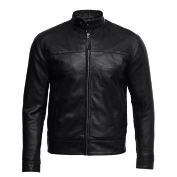 Men's Black Leather Biker Jacket - Triumph