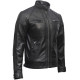 Mens Leather Biker Jacket Black -Cory