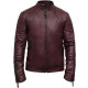 Men's Leather Jacket Waxed Leather Burgundy Leather Biker Jacket