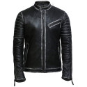 Men's Top Quality Black Distressed Real Leather Biker Jacket
