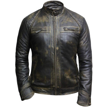 Mens Leather Jacket Genuine Leather Rubb Off