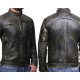 Men's Casual Black Rubb Leather Biker Racing Jacket-Arran