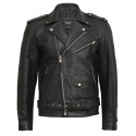 Men Real Leather Brando Fringe Black Casual Biker Jacket - Efron - Efron