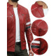 Men's Casual Red Leather Biker Racing Jacket Lamb Nappa Leather Bomber Jacket