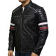 Men's Casual Red Leather Biker Racing Jacket Lamb Nappa Leather Bomber Jacket