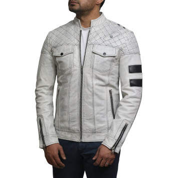 Real Soft Nappa Lamb Leather Jacket For Men Distressed