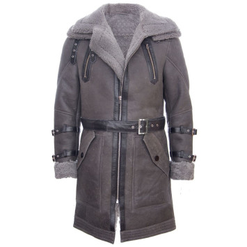 Mens Sheepskin Leather Trench Coat 