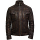 Mens Black Biker Leather Jacket-Allan