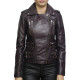 Ladies Leather Biker Jacket - Moss