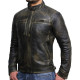 Men's Casual Burgundy Leather Biker Racing Jacket-Arran