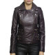 Ladies Tan Leather Biker Jacket - Moss