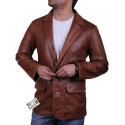 Mens Leather Blazer Jacket Genuine Leather