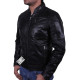 Men's Black Leather Biker Jacket - Calvin